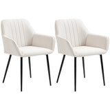 Dining Chairs Set of 2, Upholstered Linen Fabric Accent Chairs with Metal Legs, Beige