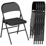 Set of 6 Metal Foldable Chairs, PU Leather Padded Folding Chairs with Cushion Seat and Open Back for Indoor, Black