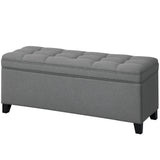 Storage Ottoman Bench, Foot Rest with Safety Hinges, 47 Inches Linen Storage Chest for Living Room, Dark Grey