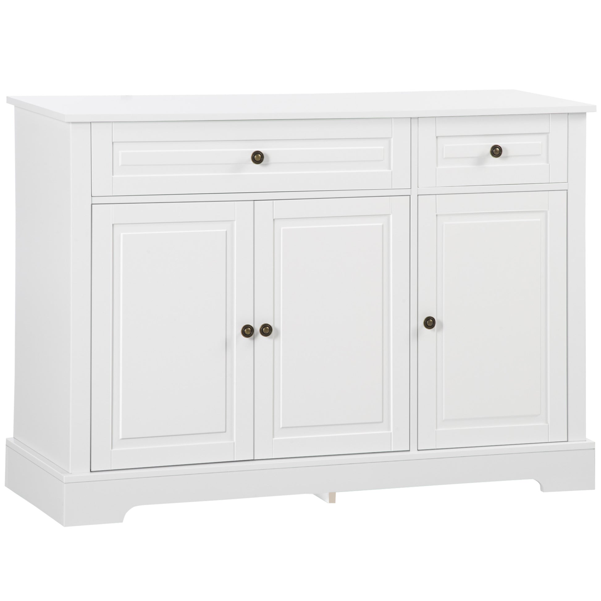 Modern Sideboard Cabinet, Buffet Cabinet with 2 Drawers and Adjustable Shelves, Buffets Tables for Dining Room, White
