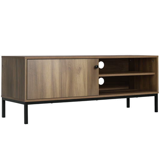 Retro TV Cabinet for TVs up to 50", TV Stand with Compartment and Adjustable Shelf, Media Console with Sliding Door for Living Room, Coffee