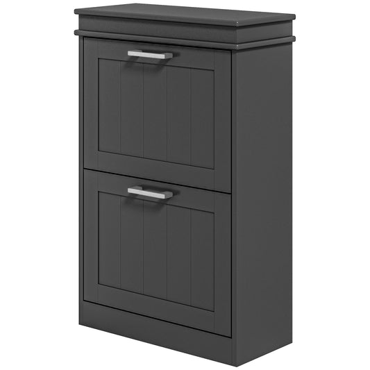 Shoe Storage Cabinet with 2 Flip Drawers and Adjustable Shelves, Narrow Shoe Cabinet for 10 Pairs of Shoes, Black