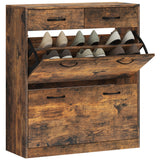 Narrow Shoe Storage with 2 Flip Drawers and Adjustable Shelves Shoe Organizer Cabinet for 12 Pairs of Shoes, Brown