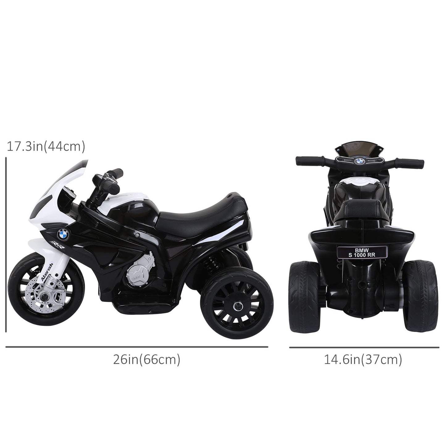 Aosom Kids Motorcycle, 6V Battery Powered Toddler Motorcycle with Headlight, Music, 3 Wheels Electric Motorcycle for Kids, Licensed BMW, Gift for Boys & Girls -Black