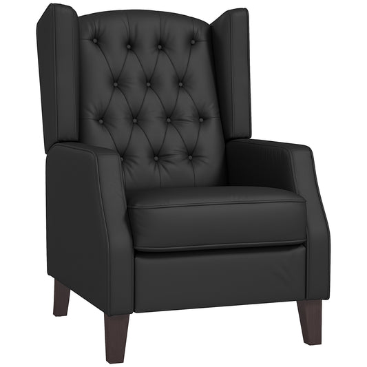 Faux Leather Armchair, Modern Accent Chair with Thick Padding for Living Room, Bedroom, Home Office, Black