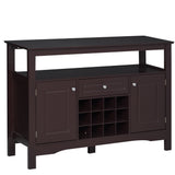 Modern Kitchen Buffet Bar Cabinet Storage Sideboard Dining Server with Drawer & 12-Bottle Wine Rack for Living Room, Espresso