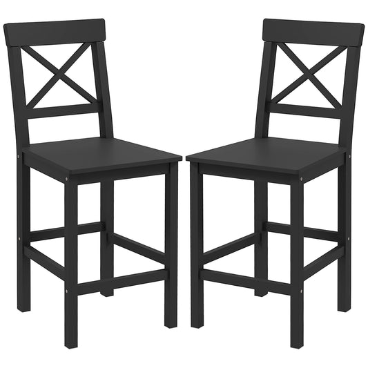 Counter Height Stools Set of 2, Farmhouse Bar Stools with Backs, Solid Wood Counter Stools for Kitchen Island