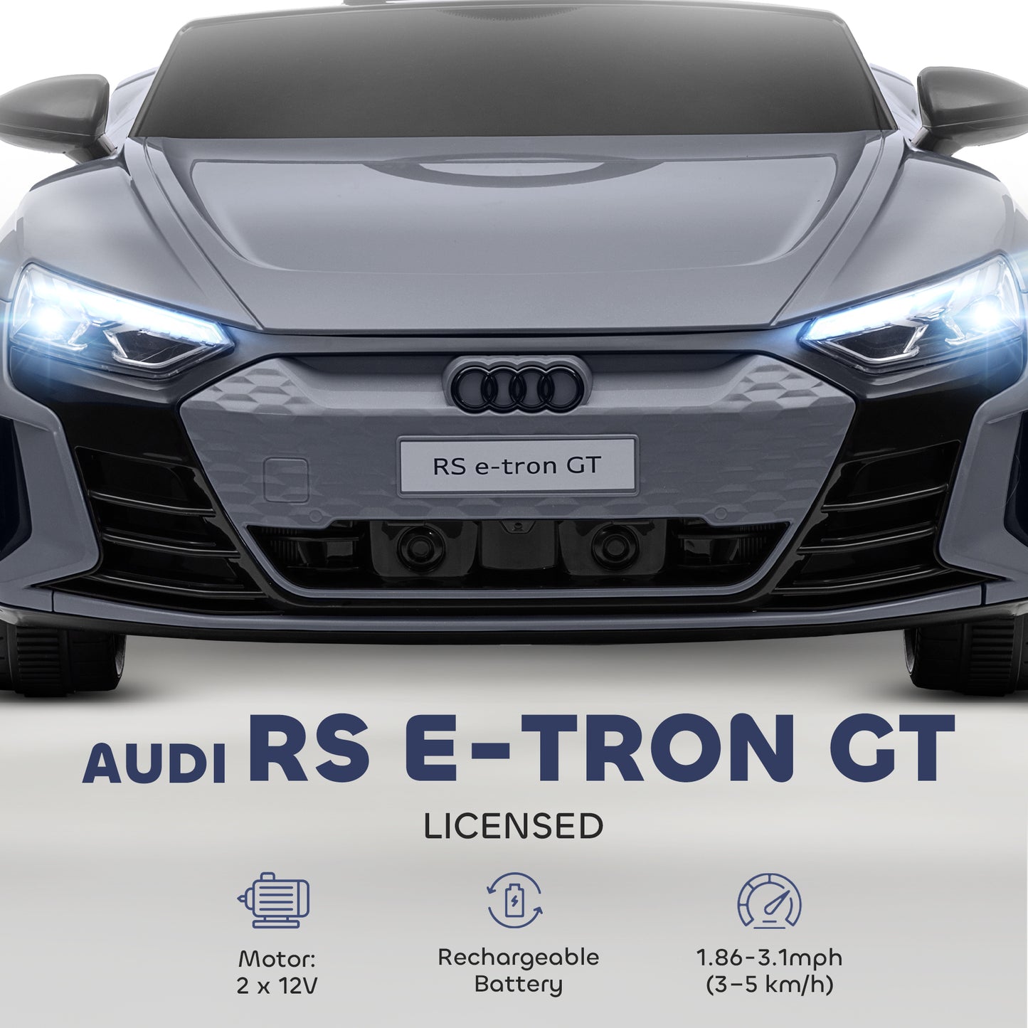 Aosom Ride-On Toy On Car with Remote Control, 12V 3.1 MPH Electric Ride for Kids w/ Suspension System, Horn Honking, Grey