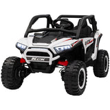 Qaba 2 Seater 24V 7AH Ride on Truck, Electric Car for Kids w/ Spring Suspension, Remote Lights, Horn, Music, White