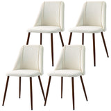 Upholstered Dining Chairs Set of 4, Velvet Accent Chair with Back and Wood-grain Steel Leg for Kitchen, Cream White