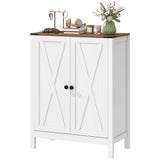 Shoe Cabinet with Barn Doors, Farmhouse Shoe Storage Cabinet with Adjustable Shelves, Holds up to 15 Pairs, White