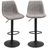 Adjustable Bar Stools Set of 2, Leathaire Swivel Barstools with Back and Footrest, Upholstered Bar Chairs for Kitchen, Dining Room, Home Pub, Grey