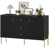 Buffet Cabinet, Modern Sideboard with 3 Soft-Close Drawers and 2 Adjustable Shelves for Living Room, Kitchen, Black