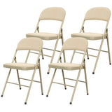 4 Pack Folding Chairs with Padded Seats, Velvet Portable Party Chairs with Steel Frame, Beige