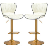 Counter Height Bar Stools Set of 2, Adjustable Height Bar Chairs with Swivel Seat, PU Leather Upholstery