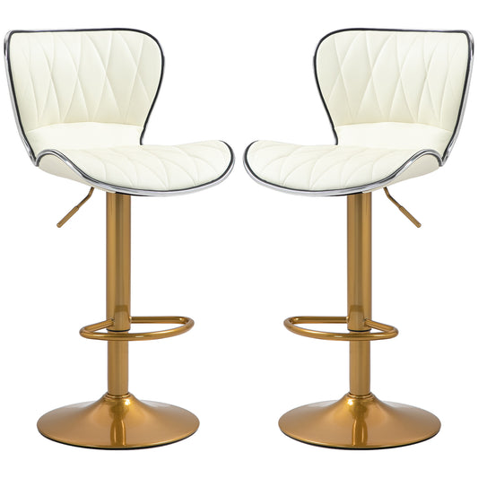 Counter Height Bar Stools Set of 2, Adjustable Height Bar Chairs with Swivel Seat, PU Leather Upholstery