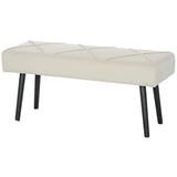 39 Inches Upholstered Bedroom Bench, Modern End of Bed Bench with Steel Legs, Cream White