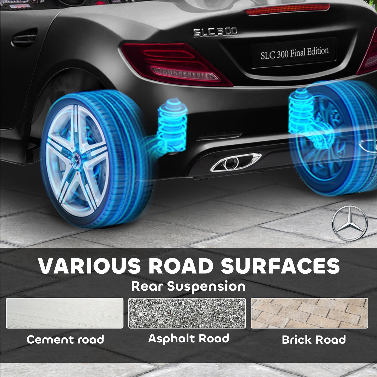 Aosom 12V Ride On Car with Parent Remote Control Two Motors Music Lights Suspension Wheels for 3-6 Years Black