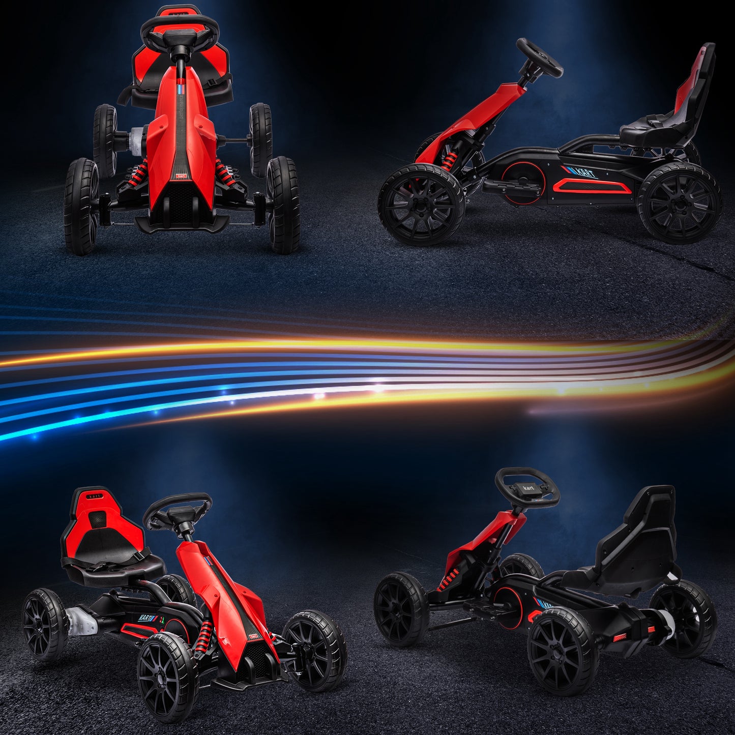 Aosom 12V 7AH Electric Go Kart, Outdoor Racer Car for Kids, with Forward Backward, Adjustable Speed, Ages 3-8 Years Old, Red