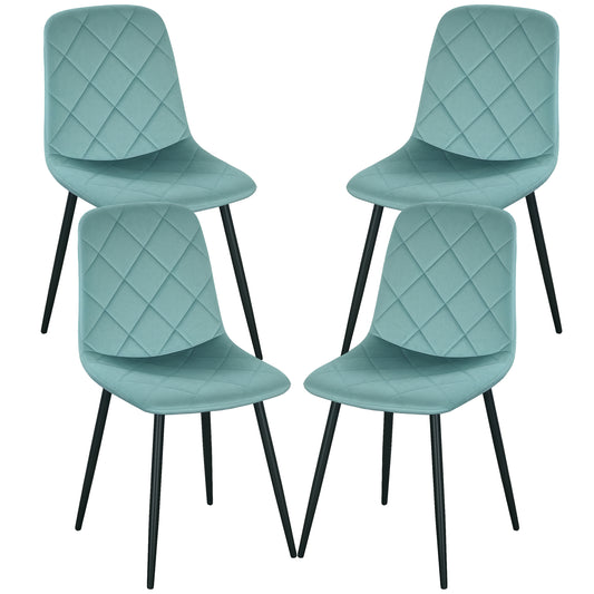 Dining Chairs Set of 4, Upholstered Dining Room Chairs with Steel Legs, Modern Kitchen Chair for Dining Room, Green