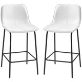 Bar Stools Set of 2, Upholstered Counter Height Bar Chairs, Kitchen Stools with Steel Legs