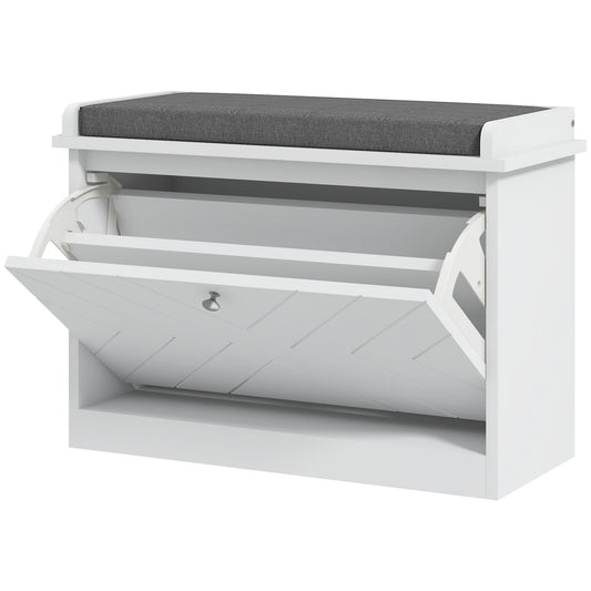 Shoe Storage with Seat, Upholstered Hallway Bench, Shoe Bench with Flip Drawer, Adjustable Shelf for 4-6 Pairs of Shoes
