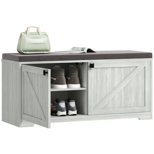 Shoe Storage Bench with Padded Seat, Entryway Bench Holds up to 352 lb, Shoe Organizer, 8 Pairs, Light Grey