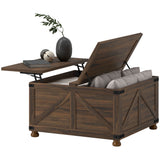 Coffee Table with Lift Top, 32" Farmhouse Center Table with Hidden Compartment for Living Room, Brown Wood Grain