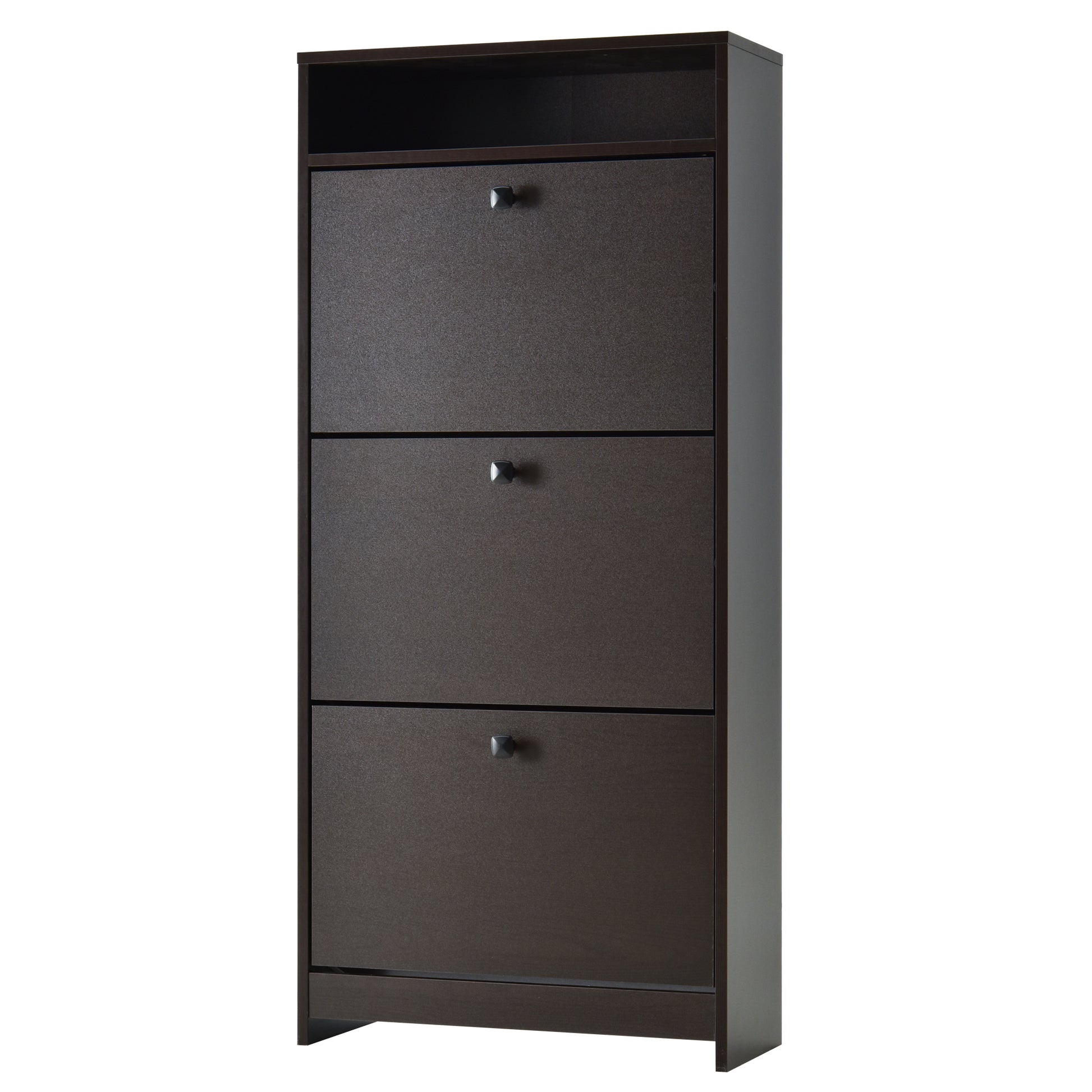 Slim Shoe Storage with 3 Flip Drawers and Adjustable Shelves Shoe Cabinet Organizer for 9 Pair, Coffee