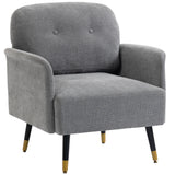 Accent Chair Modern Tufted with Metal Legs Upholstered Reading Armchair for Living Room Grey