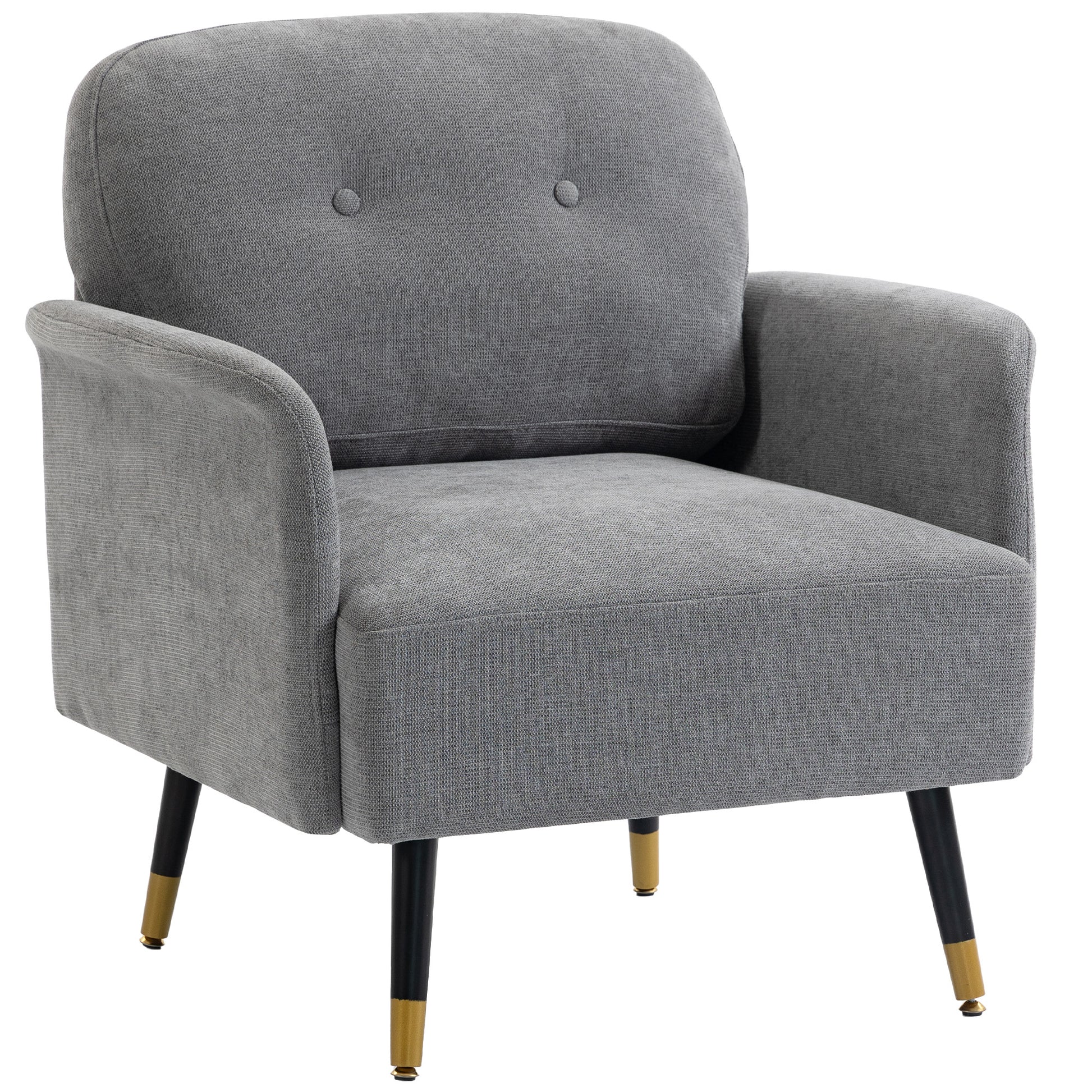 Accent Chair Modern Tufted with Metal Legs Upholstered Reading Armchair for Living Room Grey