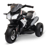 Qaba Kids Electric Motorcycle Ride-On Toy with 3 Wheels, Music, Horn, Lights, Black