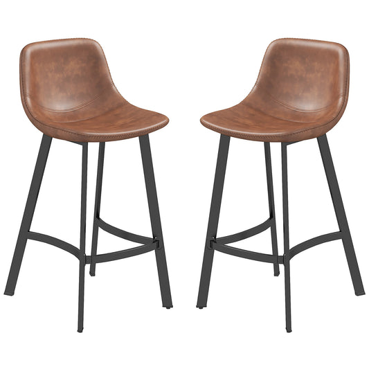 Counter Height Stools Set of 2, Upholstered Kitchen Stool with Back and Steel Legs