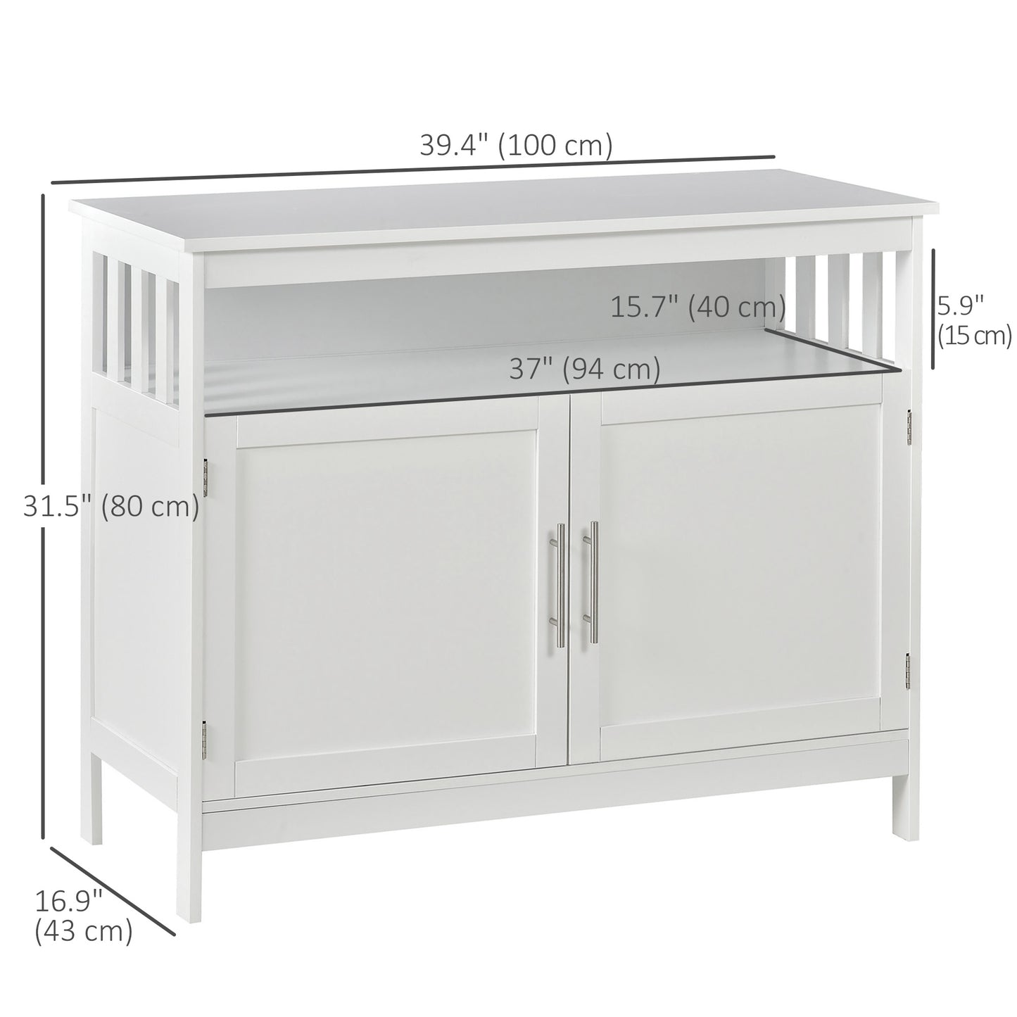 Wooden Console Table with Open Shelf and 2 layers Cabinet  Kitchen Furniture