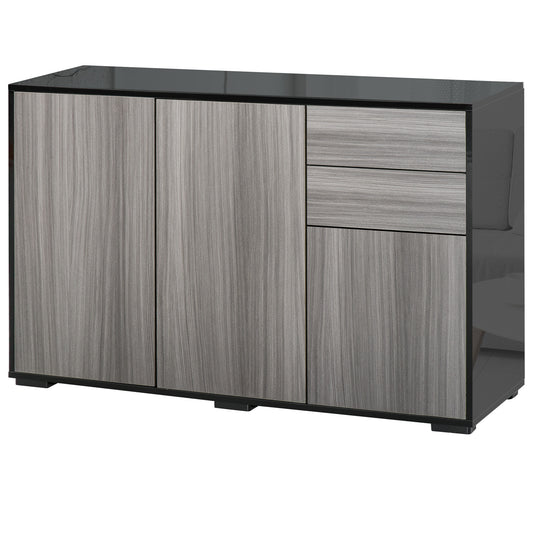 Kitchen Sideboard Storage Cabinet, Modern Coffee Bar with Push-Open Design and 2 Drawers for Living Room, Black
