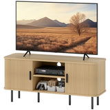 TV Stand Cabinet for TVs up to 55 Inches, TV Unit with Storage Shelves and Cabinets for Living Room, Oak Tone
