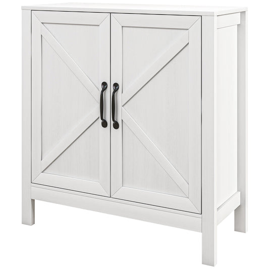Sideboard Buffet, Kitchen Storage Cabinet with Barn Door and Adjustable Shelves, Storage Pantry, White Wood Grain
