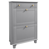 Slim Shoe Storage with 2 Flip Drawers and Adjustable Shelves Shoe Cabinet Organizer for 8 Pair, Grey
