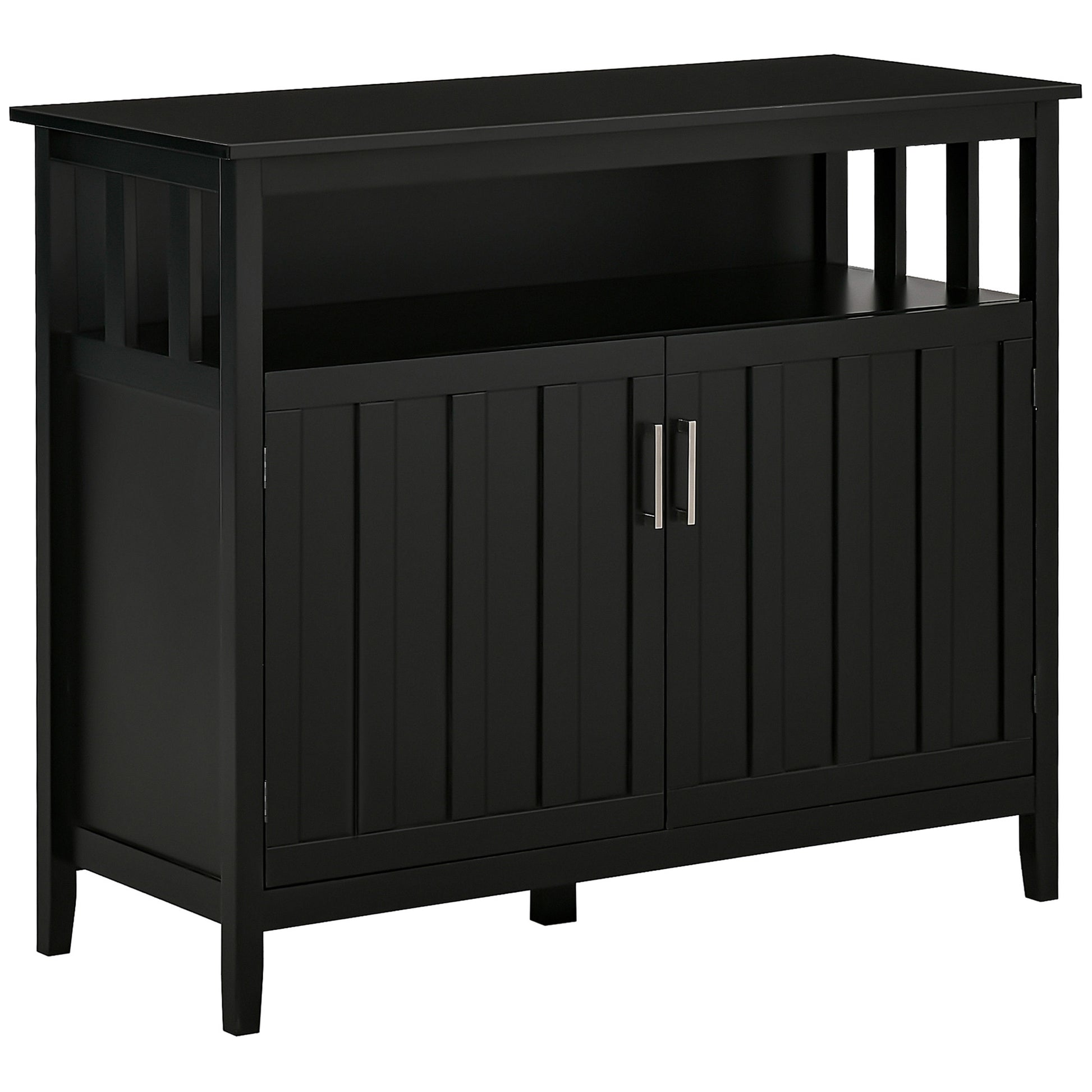 Sideboard Buffet Server Storage Cabinet Console Table with 2 Doors and Adjustable Shelves for Kitchen & Dining Room, Black
