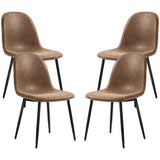 Retro Dining Table Chairs Set of 4, PU Leather Upholstered Kitchen Table Chairs for Living Room, Bedroom