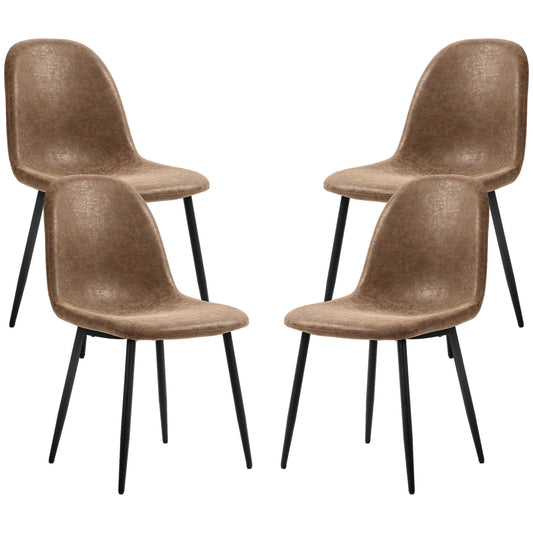 Retro Dining Table Chairs Set of 4, PU Leather Upholstered Kitchen Table Chairs for Living Room, Bedroom
