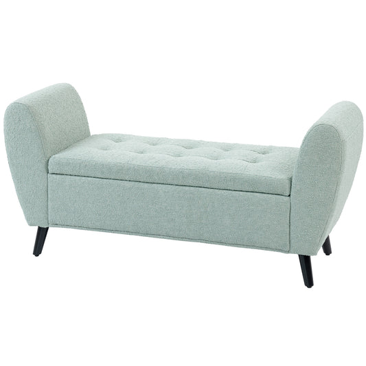 Upholstered Storage Bench with Arms, Modern Ottoman Bench for Bedroom, Entryway, and Living Room, Green