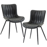 Dining Chairs Set of 2, PU Leather Upholstered Kitchen Chairs with Backrest and Steel Legs, Black