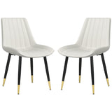 Dining Chairs Set of 2, Modern Kitchen Chair with PU Leather Upholstery and Steel Legs for Living Room, Bedroom, Cream