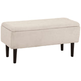 Modern Storage Bench, Ottoman with Storage and Lamb's Wool Upholstery for Living Room, Bedroom, Cream White