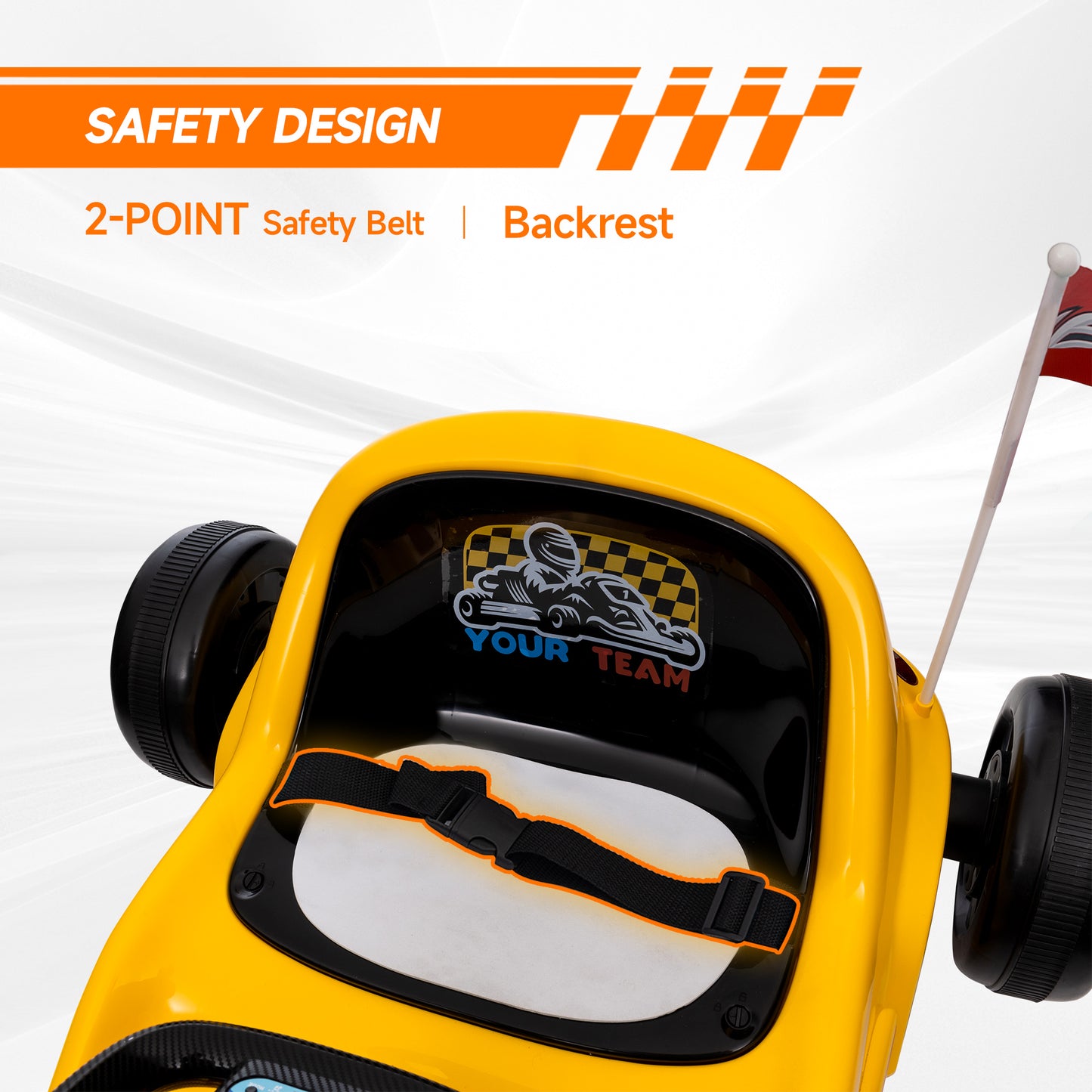 Qaba 6V Electric Go Kart for Aged 3-5 Kids with Music, Light, Horn, Yellow
