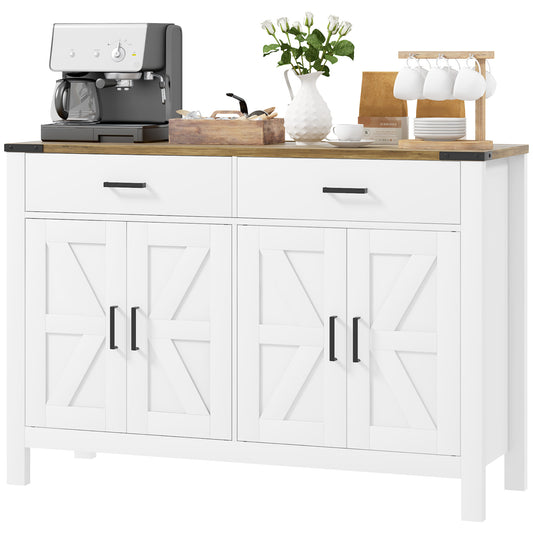 Sideboard Buffet Cabinet, Farmhouse Kitchen Storage Cabinet w/ 2 Drawers and Shelves for Living Room, Entryway