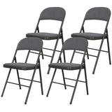 4 Pack Folding Chairs with Padded Seats, Velvet Portable Party Chairs with Steel Frame, Dark Grey