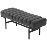 Bedroom Bench PU Leather End of Bed Bench with Cylindrical Seat and Metal Legs for Bedroom Living Room Hallway Black