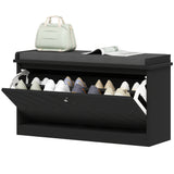 Shoe Storage with Seat, Upholstered Hallway Bench, Shoe Bench with Flip Drawer, Adjustable Shelf for 6-8 Pairs of Shoes
